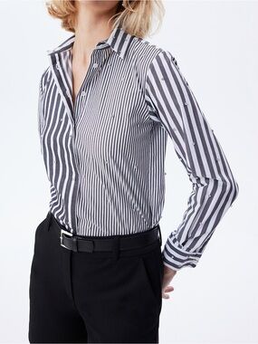 Theo The Label Echo Mix Stripe Pearly Shirt